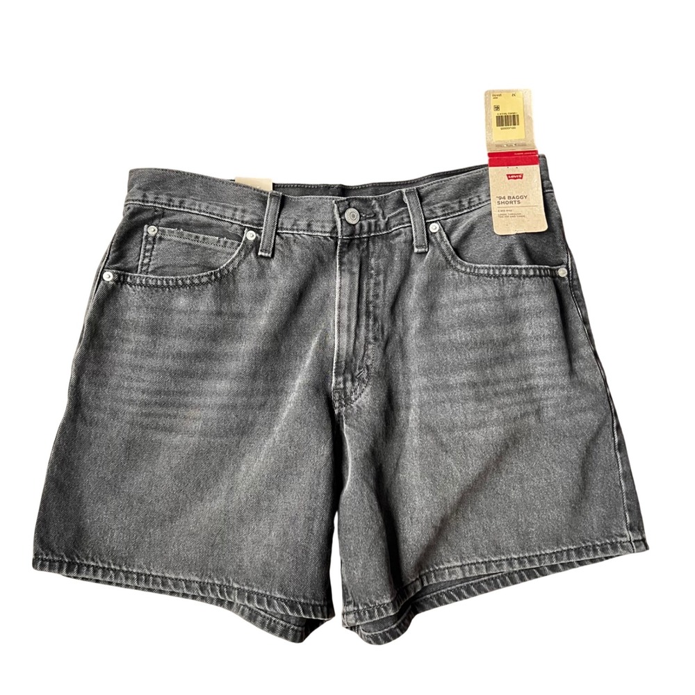 Levi's '94 Baggy Shorts Womens 32 Black Denim Mid Rise Loose Fit New NWT